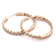 Luxurious 14k Yellow Gold Hoop Natural Diamond Earrings