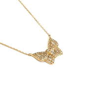 Butterfly Natural Diamond Necklace in 14k Yellow Gold