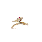 Stunning 14k Yellow Gold Natural Diamond and Ruby Snake ring