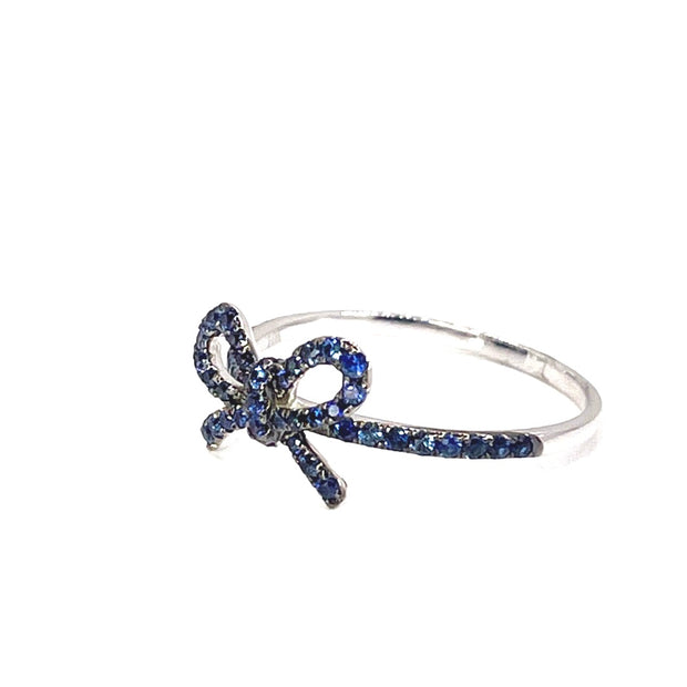 "The Papillan" Sapphire Bow Ring in White Gold