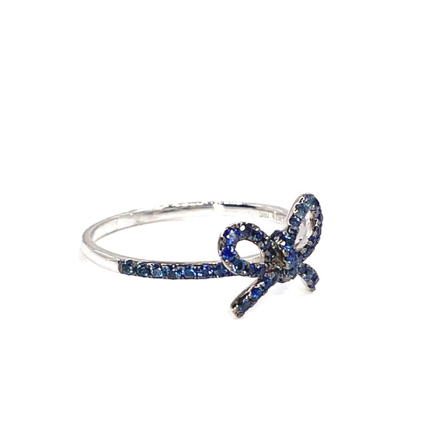 "The Papillan" Sapphire Bow Ring in White Gold