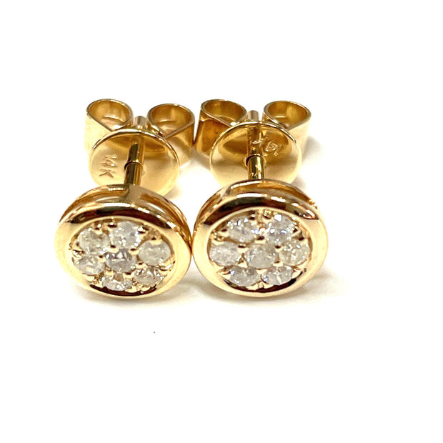 14k Solid Gold Push Back Cluster Earrings