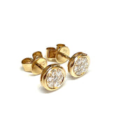 14k Solid Gold Push Back Cluster Earrings