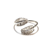Luxurious Natural Diamond Palm Leaf Ring in 14k White Gold