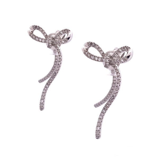 Gorgeous 14K White Gold Diamond Bow Earrings