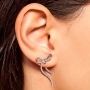 Gorgeous 14K White Gold Diamond Bow Earrings