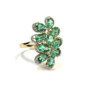 14k Yellow Gold Emerald Natural Diamond Ring