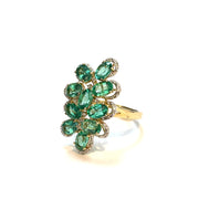 14k Yellow Gold Emerald Natural Diamond Ring