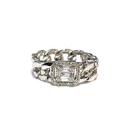 14k White Gold Loose Chain Diamond Ring
