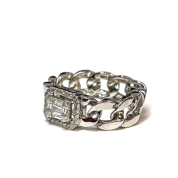 14k White Gold Loose Chain Diamond Ring