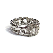 14k White Gold Loose Chain Diamond Ring