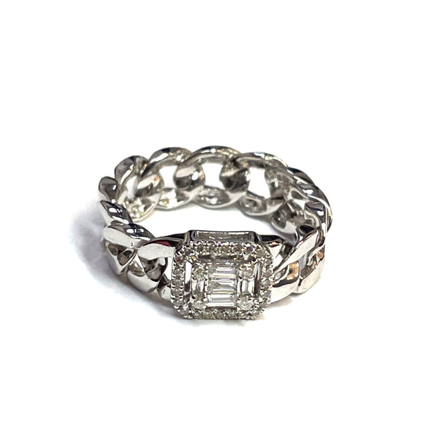14k White Gold Loose Chain Diamond Ring