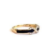 18k Yellow Gold Infinity Noir Enamel Natural Diamond Ring