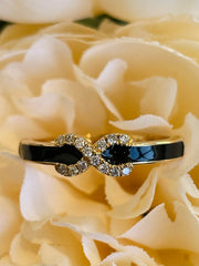 18k Yellow Gold Infinity Noir Enamel Diamond Ring