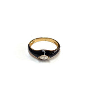 18k Black Enamel Ring with Natural Diamond