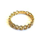 Solid 18k Yellow Gold Natural Diamond Chain Band Ring