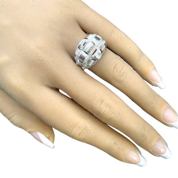 Basket Dome Diamond Ring - 14K White Gold