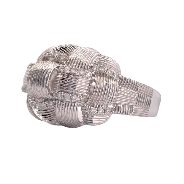 Basket Dome Diamond Ring - 14K White Gold
