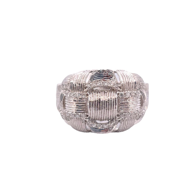 Basket Dome Diamond Ring - 14K White Gold