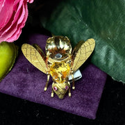 18k Yellow Gold Citrine Dragon Fly Pin