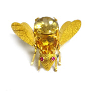 18k Yellow Gold Citrine Dragon Fly Pin