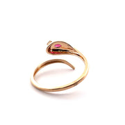 14K Yellow Gold Snake Natural Diamond Ring With Ruby