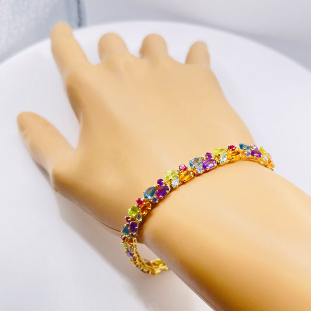 Radiant and Playful 14k Yellow Gold Multicolor Bracelet