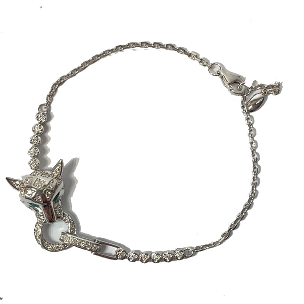 14K White Gold Panther Bracelet