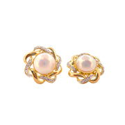 Mabe Pearl and Diamond Earrings - 14K Yellow Gold