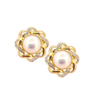Mabe Pearl and Diamond Earrings - 14K Yellow Gold