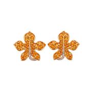 Natural Citrine Leaf Earrings - 0.10 TCW, 18K Yellow Gold