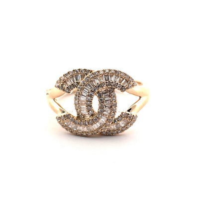 14K Yellow Gold Double CC Diamond Ring
