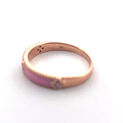 18k Rose Gold Pink Enamel Diamond Ring