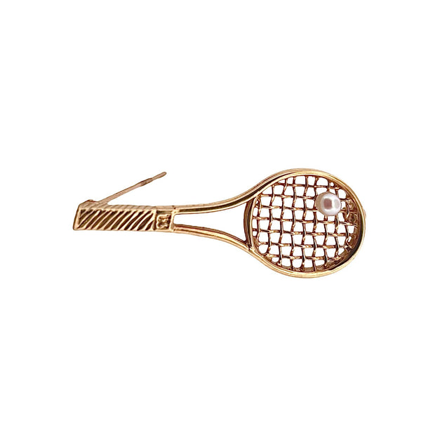 Larter & Sons Tennis Racket Brooch with Pearl