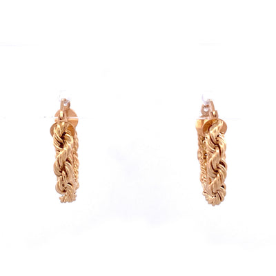 Exquisite 14k Yellow Gold Rope Hoop Earrings