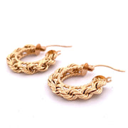 Exquisite 14k Yellow Gold Rope Hoop Earrings