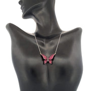 Enchanting 18K White Gold Ruby Butterfly Necklace