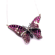 Enchanting 18K White Gold Ruby Butterfly Necklace