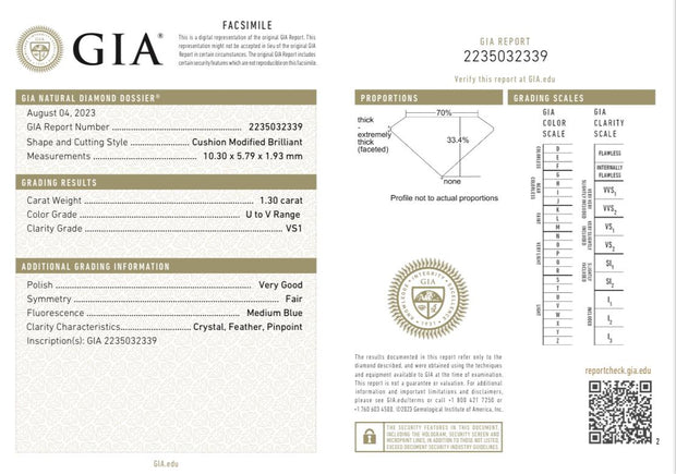 GIA Certified 1.30 Carat Portrait U-V, VS1 Natural Diamond