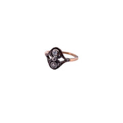 Retro Two-Stone Diamond Ring, 14K White Gold & Platinum
