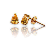 Petite Pear Citrine Stud Earrings in 14K Yellow Gold