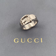 Luxurious Designer Gucci Belt Ring in 18K White Gold