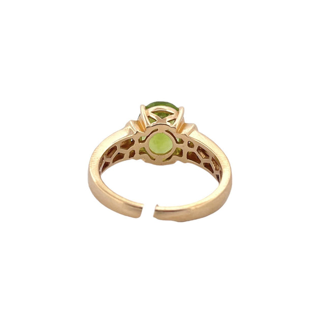 Oval Peridot Ring with Diamond Accents - 14K Yellow Gold