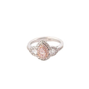 Modern Pink Pear Shape Natural Diamond Ring - 18K White Gold