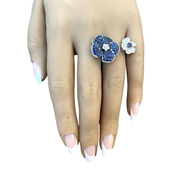 Sapphire and Diamond Cuff Ring - 18K White Gold