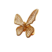 18K Yellow Gold Big Butterfly Cocktail Ring - 4.50 TCW