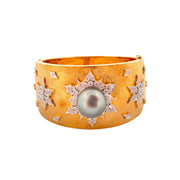 18K Yellow Gold Grey Pearl Diamond Star Jewelry Set -  2.00 TCW