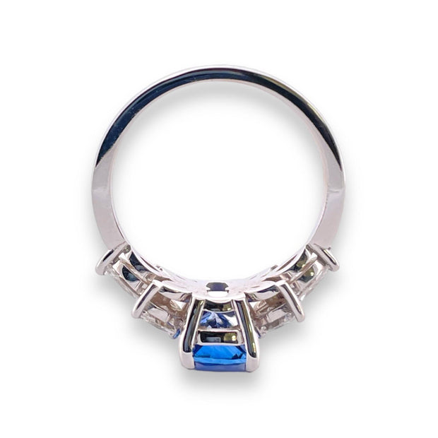 Sapphire Brilliance: 14k White Gold & Natural Diamond Splendor Ring