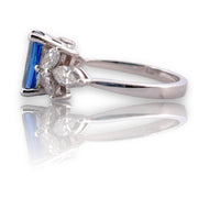 Sapphire Brilliance: 14k White Gold & Natural Diamond Splendor Ring