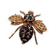 Vintage 14K Yellow Gold Sapphire Bee Brooch